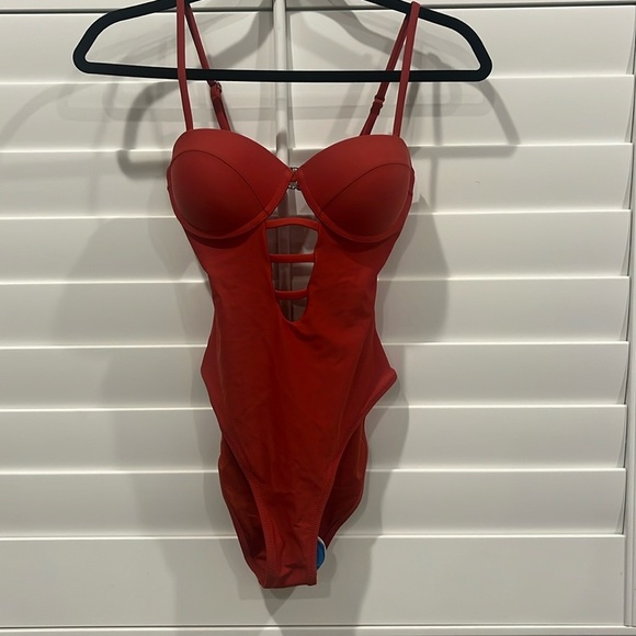 Eliana Rust Red Cutout One Piece Swimsuit - Picture 2 of 7